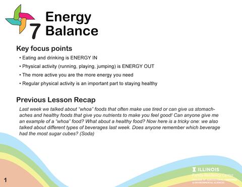 SPROUTS Energy Balance lesson