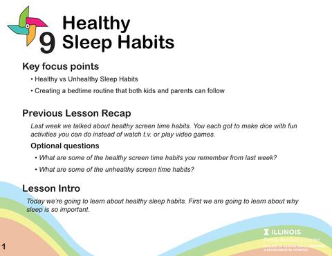 SPROUTS Healthy Sleep Habits lesson