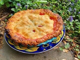 Freshly made strawberry rhubarb pie by Linda Tortorelli